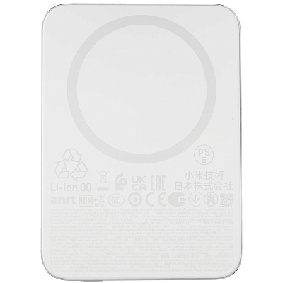 Беспроводной магнитный ПЗУ Xiaomi UltraThin Magnetic Power Bank 5000 15W, серебро
