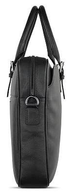 Портфель женский BUGATTI Bella, чёрный, воловья кожа/полиэстер, 38х6,5х27 см