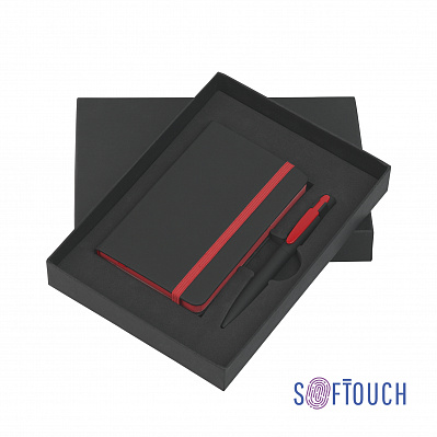 Набор подарочный "Таранто", покрытие soft touch#  (Черный с красным)