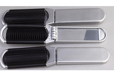 Расческа с зеркалом, серебристый