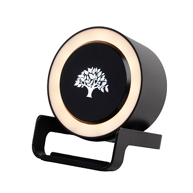 Bluetooth колонка-подставка "Smart Loud" с беспроводным (10W) зарядным устройством, лампой и подсветкой логотипа  (Черный)