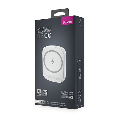Беспроводной магнитный ПЗУ Olmio QM-05, белый