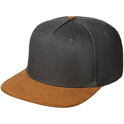 Бейсболка Foreside с прямым козырьком, серая с коричневым (Коричневый)