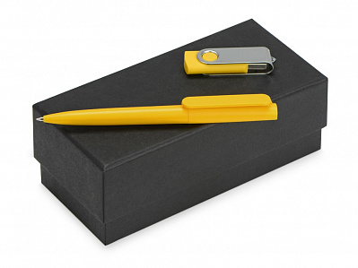 Подарочный набор Qumbo с ручкой и флешкой (Желтый/серебристый)