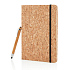 Блокнот Cork на резинке с бамбуковой ручкой-стилус, А5 - Фото 1