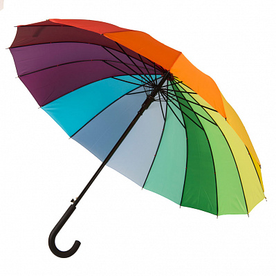 Зонт-трость  "Радуга", пластиковая ручка, полуавтомат (Разные цвета)