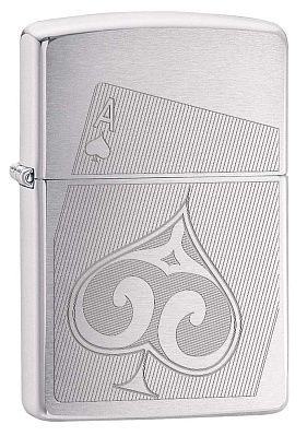 Зажигалка ZIPPO с покрытием Brushed Chrome, латунь/сталь, серебристая, матовая, 38x13x57 мм (Серебристый)