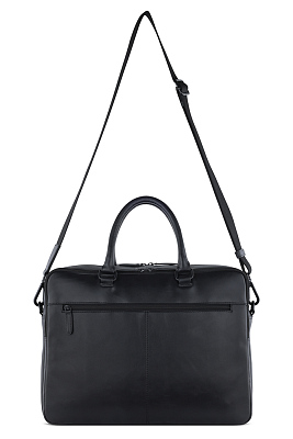 Портфель мужской BUGATTI Clark, чёрный, воловья кожа/полиэстер, 40х9,5х29 см, 10 л