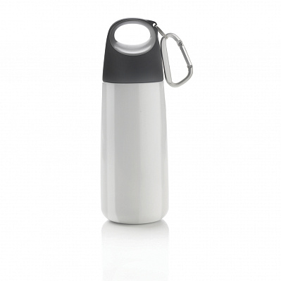Бутылка для воды с карабином Bopp Mini, 350 мл, белый (Белый; темно-серый)