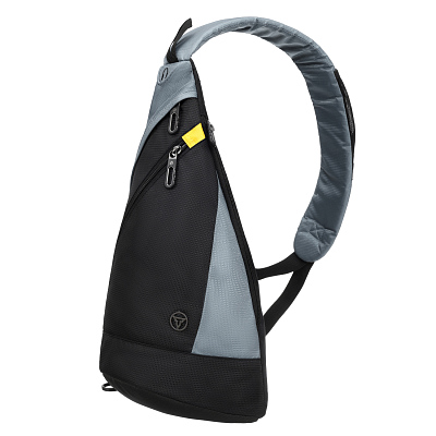 Рюкзак TORBER с одним плечевым ремнем, черный/серый, полиэстер/добби, 25x15x45 см, 7 л