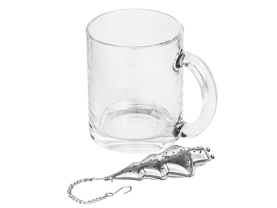 Набор Tea: кружка и ситечко для чая (Прозрачный, серебристый)