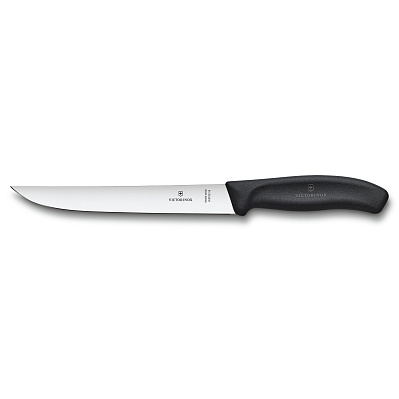 Нож разделочный VICTORINOX SwissClassic с узким прямым лезвием 18 см, чёрный (Черный)