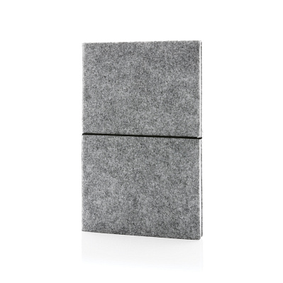 Блокнот в мягкой обложке из переработанного фетра (стандарт GRS), А5 (Серый;)