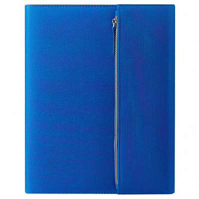 Папка А4  "PATRIX"  с блокнотом и карманом  на молнии, синяя, полиэстер 600D (Синий)