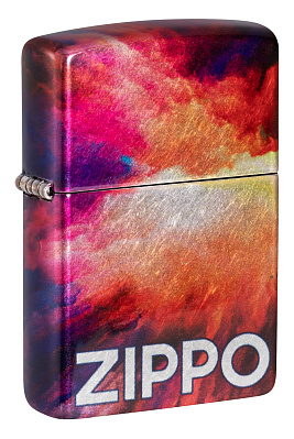 Зажигалка ZIPPO Tie Dye с покрытием 540 Tumbled Chrome, латунь/сталь, разноцветная, 38x13x57 мм (Разноцветный)