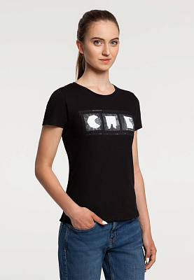 Футболка женская «Небо-душа», черная (Чёрный)