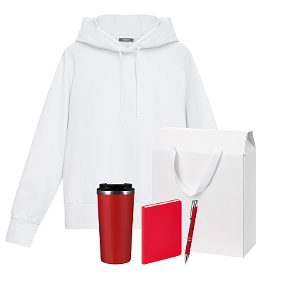 Набор с одеждой ALEX (худи, термокружка, ежедневник, ручка), красный/белый, S (Красный, белый)
