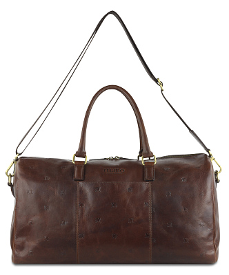 Сумка дорожная Mano "Don Leon", натуральная кожа в коричневом цвете, 50 х 27 х 24 см