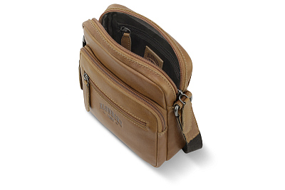 Сумка через плечо KLONDIKE GOLD «Lara», натуральная кожа в коньячном цвете, 19 х 20,5 х 6,5 см