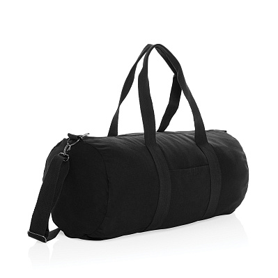 Спортивная сумка Impact из переработанного неокрашенного канваса AWARE™, 285 г/м² (Черный;)