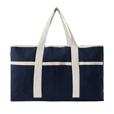 Пляжная сумка VINGA Volonne из переработанного канваса и rPET AWARE™ (Темно-синий; кремовый)