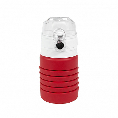 Бутылка для воды складная с карабином SPRING, 550/250 мл,  силикон (Красный)