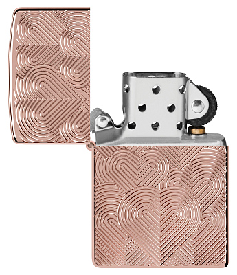 Зажигалка ZIPPO Armor® Hearts с покрытием Rose Gold, латунь/сталь, розовое золото, 38x13x57 мм