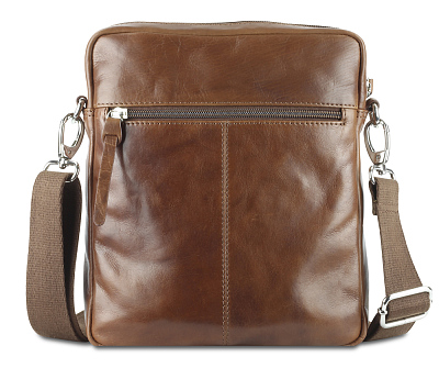 Сумка через плечо Mano "Don Luca", натуральная кожа в коньячном цвете, 23 х 26,5 х 4,5 см