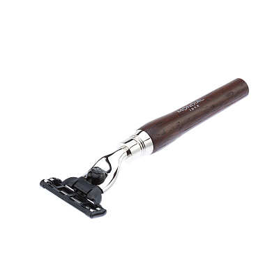 Бритвенный набор Mondial: станок MACH3, помазок, подставка; венге