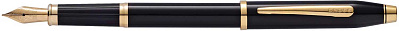 Перьевая ручка Cross Century II Black lacquer  лак с отделкой родием, перо M (Черный)