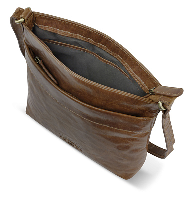 Сумка через плечо KLONDIKE MOUNTAIN «May», натуральная кожа в коньячном цвете, 24 x 26 x 6 см