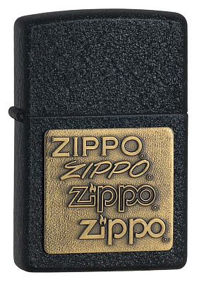 Зажигалка ZIPPO Logo с покрытием Black Crackle™, латунь/сталь, чёрная, матовая, 38x13x57 мм (Черный)