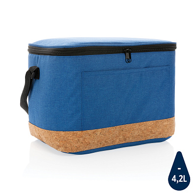 Двухцветная сумка-холодильник Impact XL из RPET AWARE™ и натуральной пробки (Синий;)