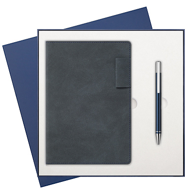 Подарочный набор Teolo, синий (ежедневник, ручка)