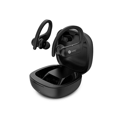 Наушники беспроводные с зарядным боксом HIPER TWS SPORT V2, цвет черный  (Чёрный)