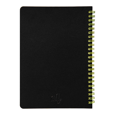 Блокнот на двойной пружине HELIX, 143 х 205 мм, черный с желтым, блок в линейку

