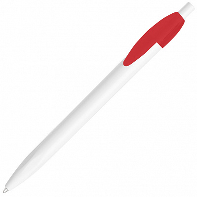 Ручка шариковая X-1 WHITE, белый/красный непрозрачный клип, пластик (Белый, красный)