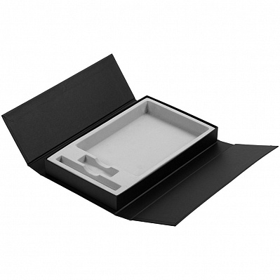Коробка Three Part с ложементом под ежедневник, флешку и ручку, черная (Черный)