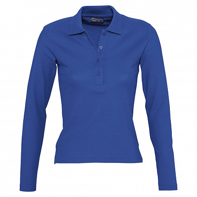 Рубашка поло женская с длинным рукавом Podium 210 ярко-синяя (Синий)