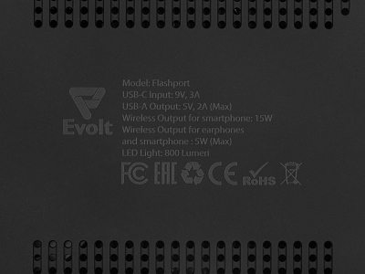 Складная зарядная станция с беспроводной зарядкой Flashport, 15 Вт