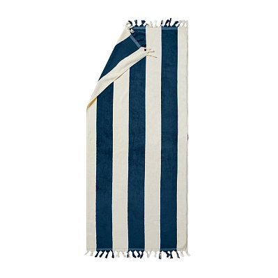 Пляжное полотенце VINGA Valmer, 80х180 см (Темно-синий; белый)