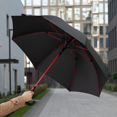 Зонт-трость Квантум (Quantum), черный/красный