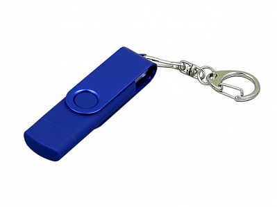 USB 2.0- флешка на 32 Гб с поворотным механизмом и дополнительным разъемом Micro USB (Синий)