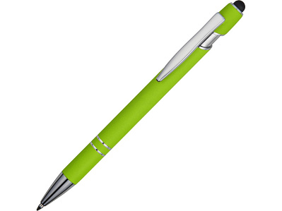 Ручка-стилус металлическая шариковая Sway soft-touch (Зеленое яблоко/серебристый)