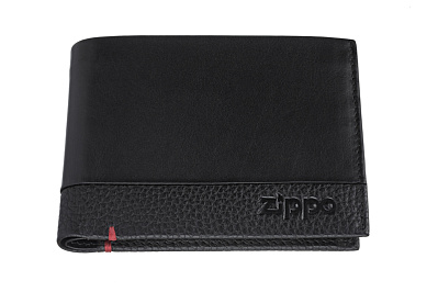 Портмоне ZIPPO с защитой от сканирования RFID, чёрное, натуральная кожа, 12×2×9 см (Черный)