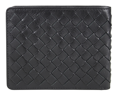 Портмоне Mano "Don Luca", натуральная кожа в черном цвете, 11 х 9 см