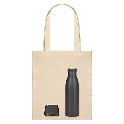 Подарочный набор Passion, серый (колонка, термо, шоппер) (Бежевый, серый, черный)