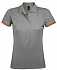 Рубашка поло женская Pasadena Women 200 с контрастной отделкой, серый меланж c оранжевым - Фото 1