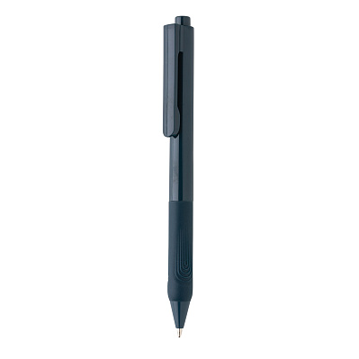 Ручка X9 с глянцевым корпусом и силиконовым грипом (Темно-синий;)
