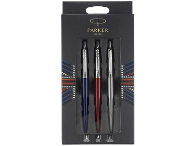 Набор Parker Jotter London Trio: ручка гелевая, ручка шариковая. карандаш (Красный, синий, серебристый)